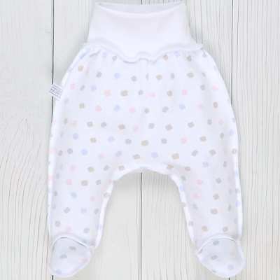 Повзунки на резинці для дівчинки, 50-68см, інтерлок, білий з принтом