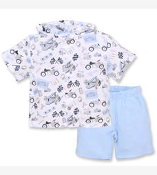 Комплект дитячий для хлопчика, р.92-110 см, муслін, білий з принтом фото на tatoshka.ua