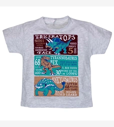 Футболка для хлопчика, р.116-164 см, кулір, сірий меланж з аплікацією фото на tatoshka.ua