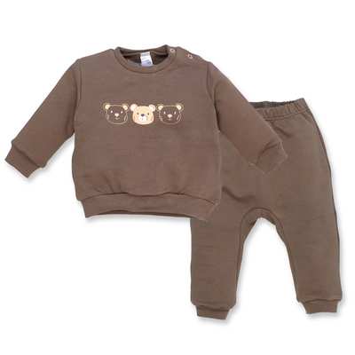 Костюм дитячий комлектом, р.74-92 см, петельний футер, коричневий з аплікацєю