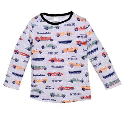 Дитячий джемпер для хлопчика, р.104-110 см, інтерлок, сірий меланж з принтом