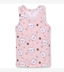 Дитяча майка для дівчинки, р.80-134 см, рібана, рожева з принтом фото на tatoshka.ua