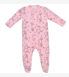 Детский комбинезон для девочки, р.62-86 см, интерлок, розовый с принтом. фото на tatoshka.ua