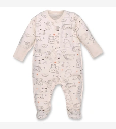 Дитячий комбінезон для дівчинки, р 56 см, футер з начісом, молочний з принтом фото на tatoshka.ua