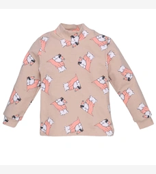 Дитячий гольф для дівчинки, р.92-116 см, рібана, бежевий з принтом фото на tatoshka.ua