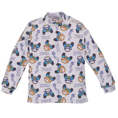 Дитячий гольф для хлопчика, р.92-116 см, рібана, сірий меланж з принтом