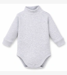 Дитяче боді-гольф з довгим рукавом, р.74-104 см, кашкорсе з начосом, сірий меланж фото на tatoshka.ua