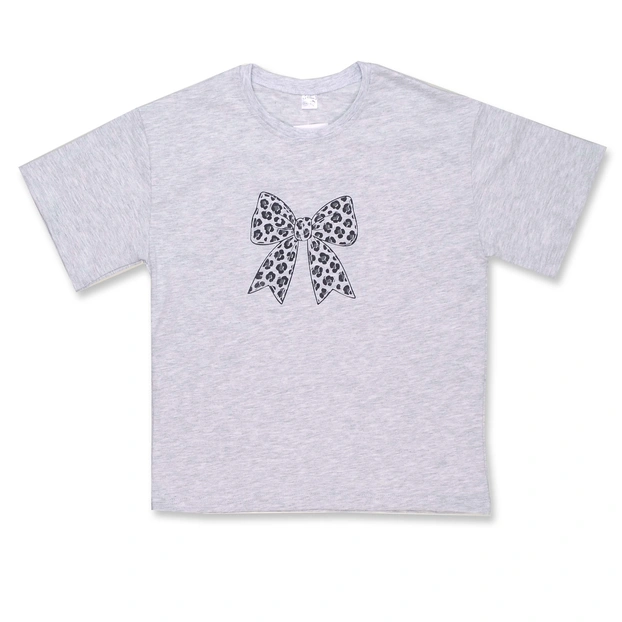 Комплект дитячий для дівчинки, р.134-164 см, кулір, сірий меланж з принтом фото Татошка