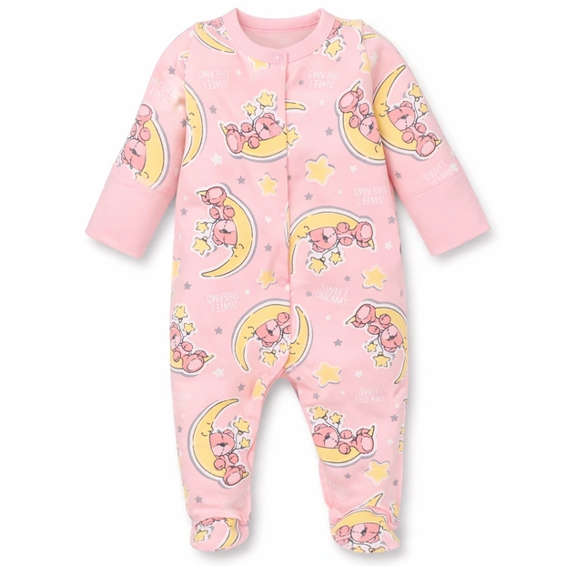 Дитячий комбінезон для дівчинки, р.56 см, футер, рожевий з принтом фото Татошка