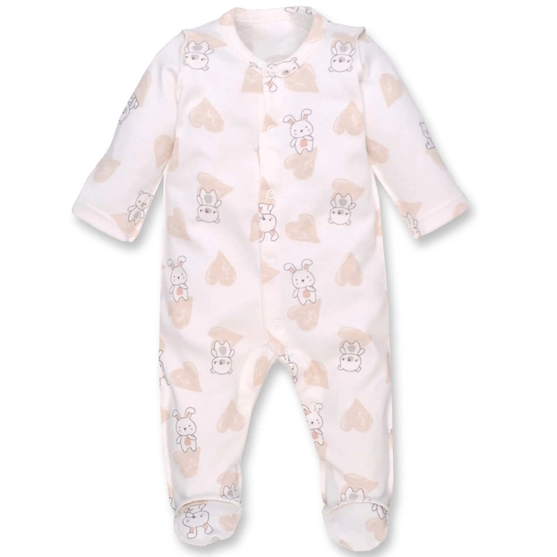 Дитячий комбінезон для дівчинки, р.50-56 см, інтерлок, білий з принтом фото Татошка