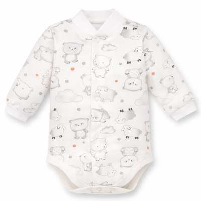 Боди уни, 62-74см, Футер 100% хлопок, молочный с принтом