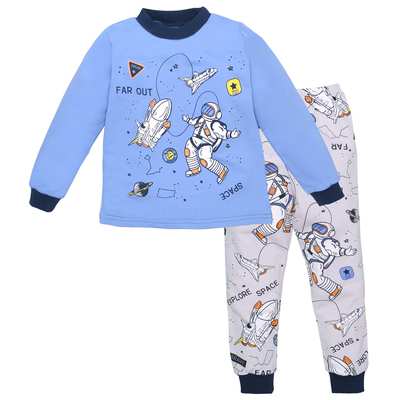 Дитяча піжама для хлопчика, р.104-164 см, футер, блакитна з сірим