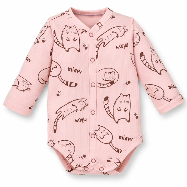 Напівкомбінезон для дівчинки, 56 см, інтерлок  рапорот, рожевий з принтом, ручка 'трансформер' фото Татошка