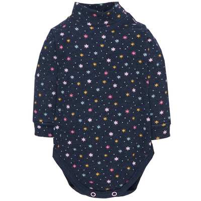 Дитяче боді-гольф з довгим рукавом, р.68-92 см, кашкорсе з начосом, синій з принтом