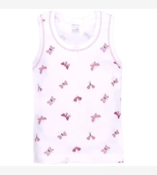 Дитяча майка для дівчинки, р.86-134 см, рібана, біла з принтом фото на tatoshka.ua