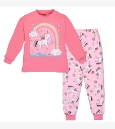 Дитяча піжама для дівчинки, р.86-134 см, інтерлок , рожева з принтом фото на tatoshka.ua