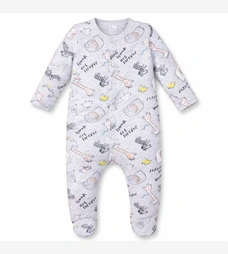 Детский комбинезон уни р.62-68 см, кулир, серый меланж с принтом. фото на tatoshka.ua