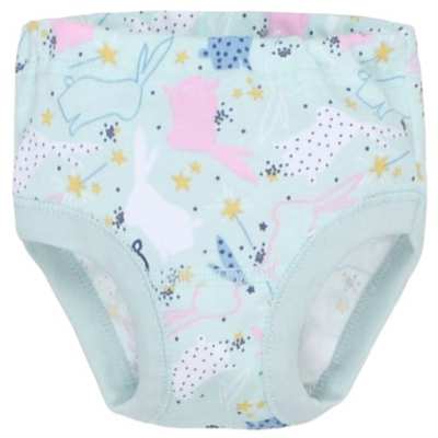 Трусы классические для девочки, 98-116см, Рибана 100% хлопок, Зелёные/мята с принтом