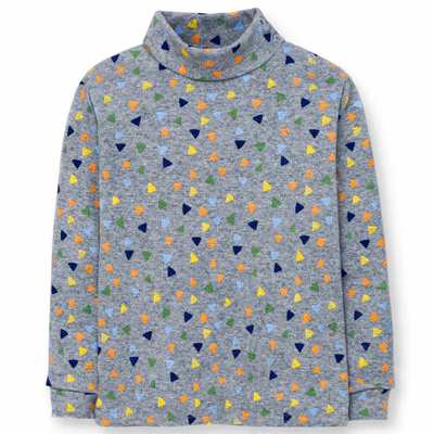 Дитячий гольф уні, р.86-122 см, кашкорсе, сірий меланж з принтом