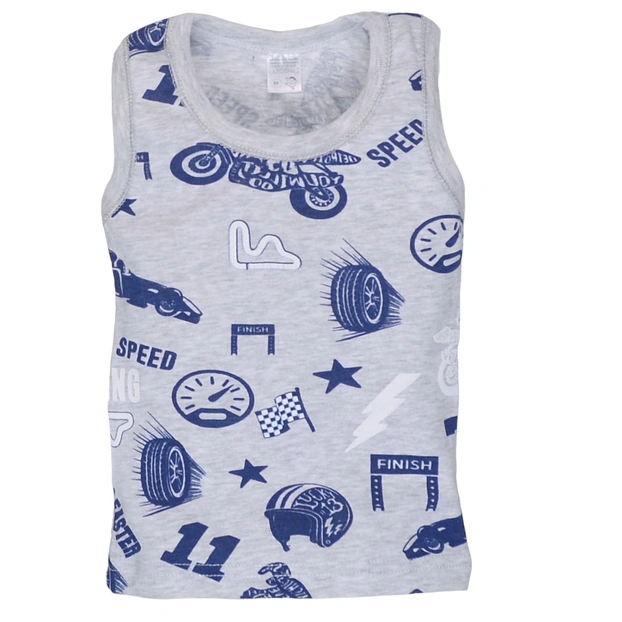 Дитяча майка для хлопчика, р.86-134 см, рібана, сірий меланж з принтом фото Татошка