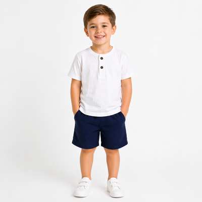 Комплект дитячий уні, р.116-134 см, муслін, білий з синім