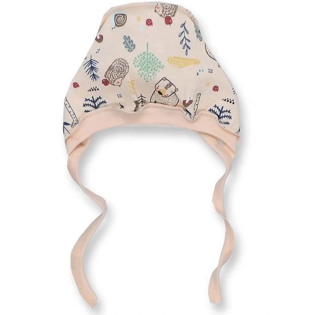 Дитячий чепчик уні р.56 см, футер, бежевий з принтом фото Татошка