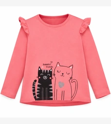 Дитячий джемпер для дівчинки , р.122-134 см, інтерлок, кораловий з аплікацією фото на tatoshka.ua