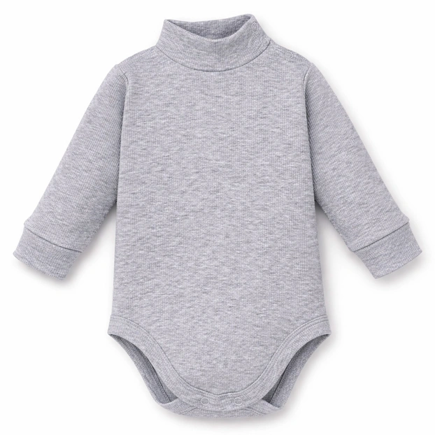 Дитяче боді-гольф з довгим рукавом, р.68-92 см, кашкорсе з начосом, сірий меланж фото Татошка