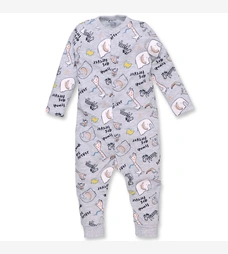 Дитячий комбінезон уні, р.80-86 см, кулір, сірий меланж з принтом фото на tatoshka.ua