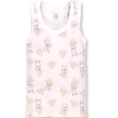 Дитяча майка для дівчинки, р.74-122 см, рібана, біла з принтом