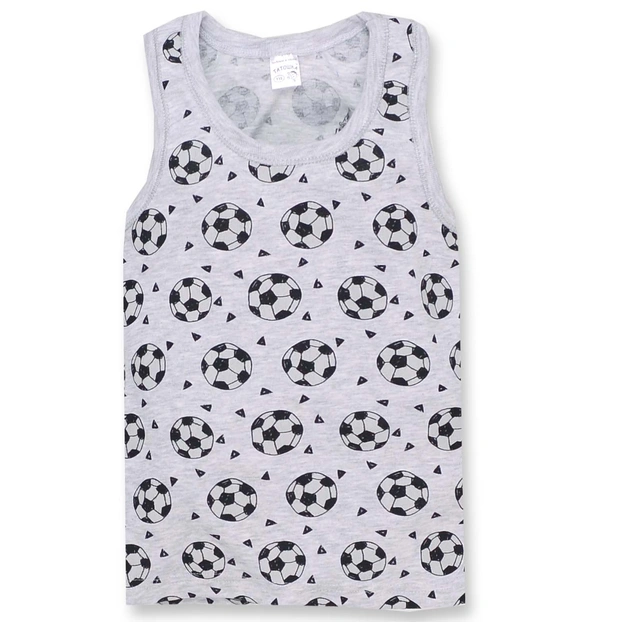 Дитяча майка для хлопчика, р.98-134 см, рібана, сірий з принтом фото Татошка