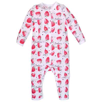 Дитячий комбінезон для дівчинки, р.80-86 см, кулір, білий з принтом