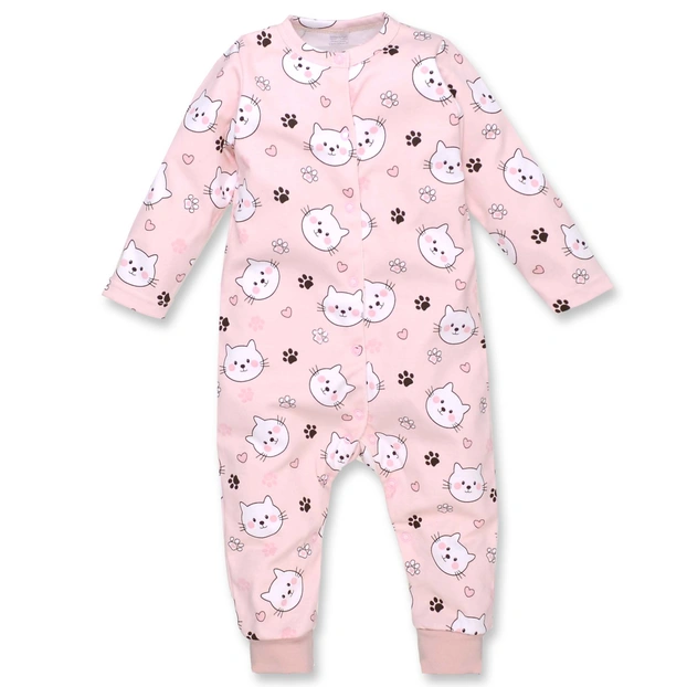 Дитячий комбінезон для дівчинки , р.80-86 см, інтерлок, рожевий з принтом фото Татошка