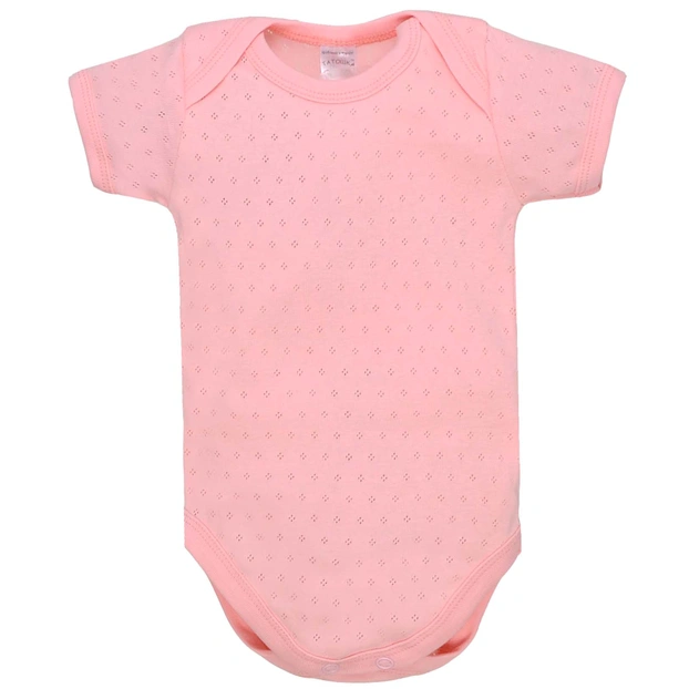Дитяче боді з коротким рукавом для дівчинки, р. 68-92см, ажур, рожеве фото Татошка