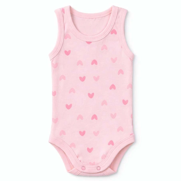 Боді уні, 68-92 см, рібана , рожевий з принтом фото Татошка