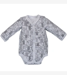 Боді уні, 56-80 см, інтерлок 100% бавовна, сіра з принтом фото на tatoshka.ua