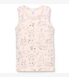 Дитяча майка для дівчинки, р.80-122 см, рібана, молочний з принтом фото на tatoshka.ua