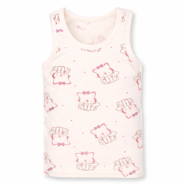 Дитяча майка для дівчинки, р.74-134 см, рібана, молочний з принтом фото Татошка