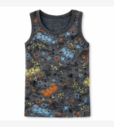 Дитяча майка для хлопчика, р.104-134 см, рібана, сіра з принтом фото на tatoshka.ua