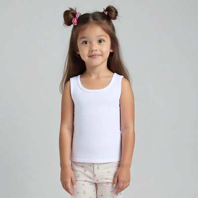 Дитяча майка для дівчинки, р.74-164 см, рубчик, біла
