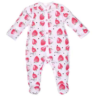 Детский комбинезон для девочки, р.56см, кулир, белый с принтом.