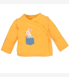 Распашонка уни, 56 см, интерлок 100% хлопок, желтый с аппликацией фото на tatoshka.ua