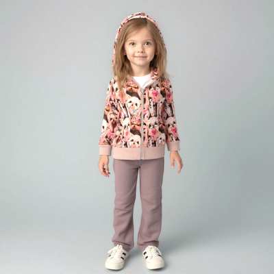 Комплект дитячий для дівчинки, р.98-110 см, тринитка підчос, рожевий з принтом