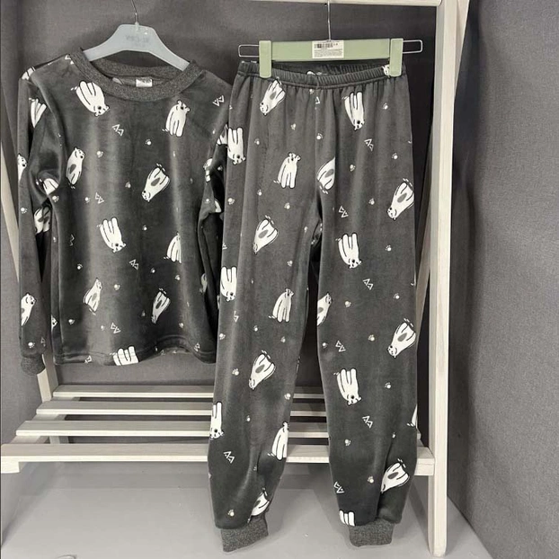 Комплект дитячий для хлопчика, р.122-164 см, велсофт, сірий  з принтом фото Татошка