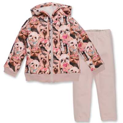 Комплект дитячий для дівчинки, р.98-110 см, тринитка підчос, рожевий з принтом