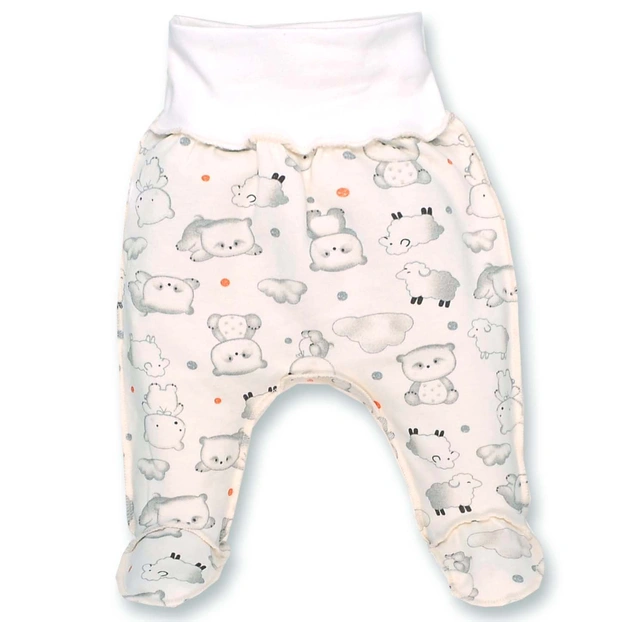 Повзунки на резинці уні, 56-62см, футер, молочні з принтом фото Татошка