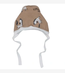 Дитячий чепчик уні, інтерлок, коричневий з принтом фото на tatoshka.ua