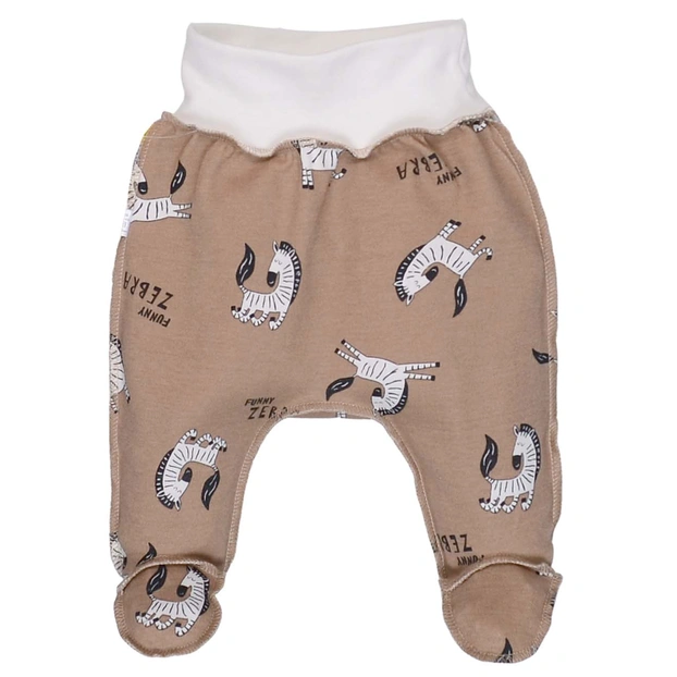 Повзунки на резинці уні, 56-74см, інтерлок, коричневий з принтом фото Татошка