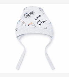 Детский чепчик уни, кулир, серый меланж с принтом. фото на tatoshka.ua