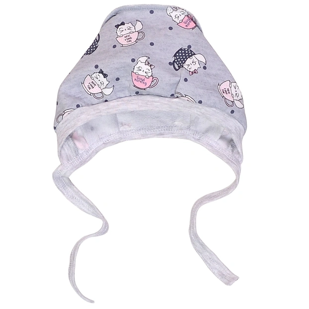 Детский чепчик для девочки, футер, серый с принтом фото Татошка